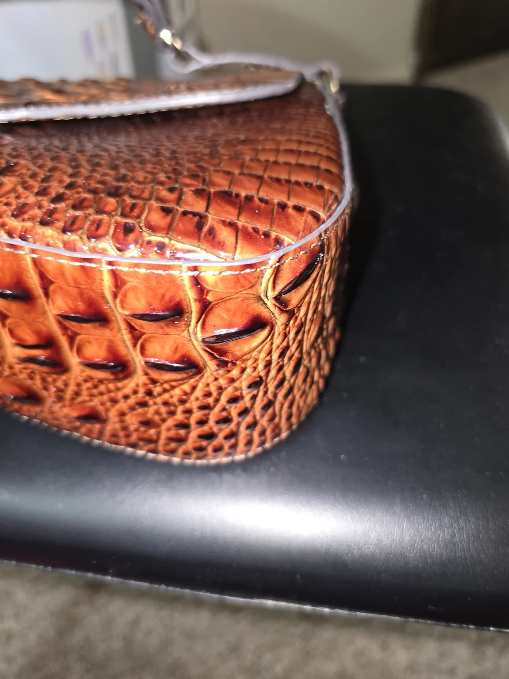 Brahmin Pecan  Croc-Embossed Shoulder Bag  Like new Condition no Call Outs